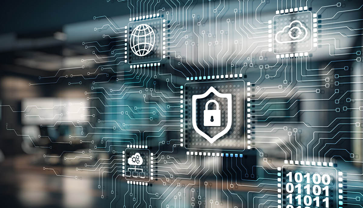 Abstract collage of safety and security icons